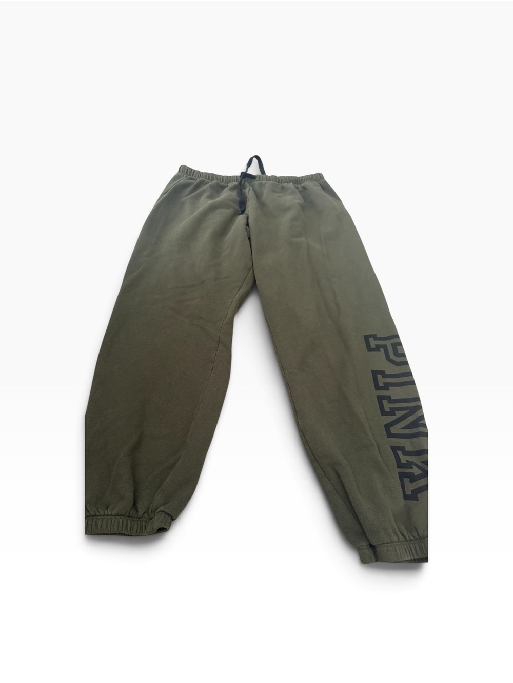 PINK Victoria’s Secret Olive Green Black Logo Jogger Sweatpants L